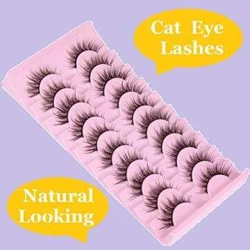 15mm Fairy False Eyelashes Wispy Fox Cat Eye Lashes Extension Natural Look Short Fluffy Mink Strip Eyelashes 10 Pairs D Curl Fake Eye Lashes Pack (09D)