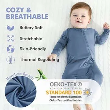 HAPIU Unisex Rayon Baby Pajamas - Soft Footless Rompers, 3 Pack