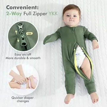 HAPIU Bamboo Baby Rompers - 2 Way Zipper Pajamas for Infants
