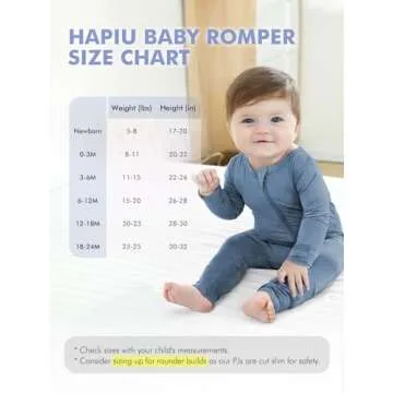 HAPIU Bamboo Baby Rompers - 2 Way Zipper Pajamas for Infants