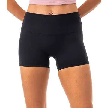 Lavento Women's All Day Soft Yoga Shorts 4 Inch - Workout Gym Running Active Biker Short for Woman (Black, 6)