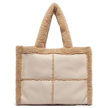 Like Dreams Large Sherpa Tote Bag - Eco-Friendly Vegan Leather Purse