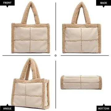 Chic Large Sherpa Tote Bag for Women - Vegan Leather Purse
