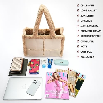 Chic Large Sherpa Tote Bag for Women - Vegan Leather Purse