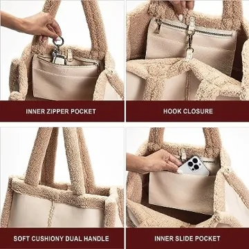 Chic Large Sherpa Tote Bag for Women - Vegan Leather Purse