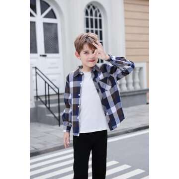 Kids Toddlers Little & Big Boys Girls Plaid Button Down Long Sleeve Flannel Shirt Tops
