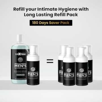 Skin Elements Men's Intimate Wash JUMBO Pack | with Refill | For 180 Days | 14.2 fl. oz | pH Balance...