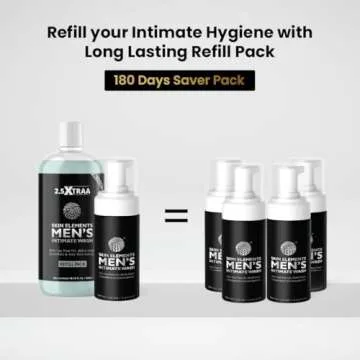 Skin Elements Men's Intimate Wash JUMBO Pack | with Refill | For 180 Days | 14.2 fl. oz | pH Balance...