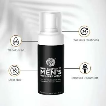 Skin Elements Men's Intimate Wash JUMBO Pack | with Refill | For 180 Days | 14.2 fl. oz | pH Balanced Hygiene Foaming Wash | Prevents Bad Odor | with Tea Tree Oil | Genital Wash | Super Saver Pack |