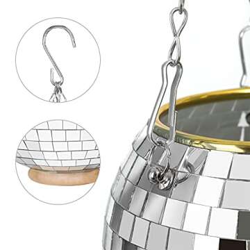 OtNiap Disco Ball Planter - with Hook and Wooden Stand for Desk,Hanging Planter Pot Plant Hanger for Home Decor, Boho Decor, Disco Ball Decor - 6 inch
