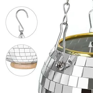 OtNiap Disco Ball Planter - with Hook and Wooden Stand for Desk,Hanging Planter Pot Plant Hanger for Home Decor, Boho Decor, Disco Ball Decor - 6 inch