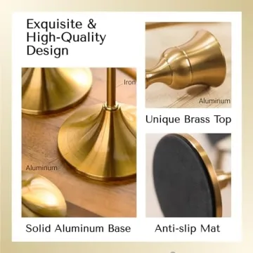 Elegant MENONEE Brass Gold Candlestick Holders Set of 6