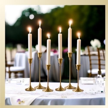 Elegant MENONEE Brass Gold Candlestick Holders Set of 6