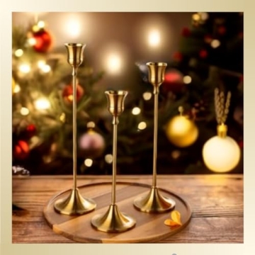 Elegant MENONEE Brass Gold Candlestick Holders Set of 6