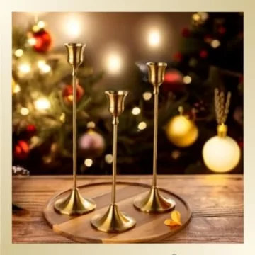 Elegant MENONEE Brass Gold Candlestick Holders Set of 6
