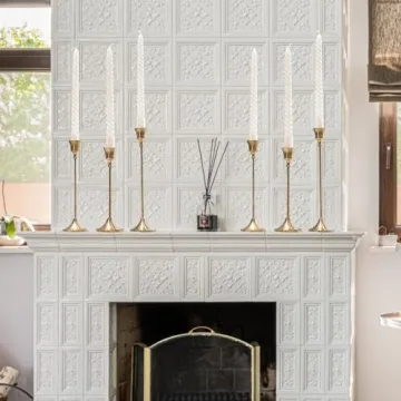 Elegant MENONEE Brass Gold Candlestick Holders Set of 6