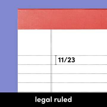 PAPERAGE Lined Legal Pads, (Rainbow), 6 Pack, 50 Sheets Each, Wide/Legal Ruled, Note Pads, Paper, 5 inches x 8 inches