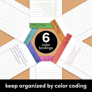 PAPERAGE Lined Legal Pads, (Rainbow), 6 Pack, 50 Sheets Each, Wide/Legal Ruled, Note Pads, Paper, 5 inches x 8 inches