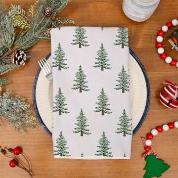 DineDia Merry Christmas Kitchen Towels Set of 2,Green Xmas Tree Snow Dish Hand Towels Holiday Home Indoor Bathroom Party Seasonal Noel Decorations DD051
