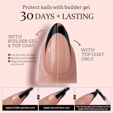 btartboxnails 300pcs Black French Tip Press-on Nails