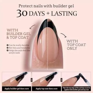 btartboxnails 300pcs Black French Tip Press-on Nails