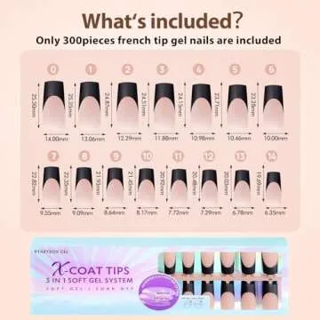 btartboxnails 300pcs Black French Tip Press-on Nails
