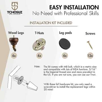 TCHOSUZ 6 inch / 14cm Wooden Furniture Legs with Casters Wheels, Pack of 4 Classic Glaze Solid Wood Round DIY Replacement Bun Feet for DIY Project Sofa Couch Ottoman Cabinet Bed Riser