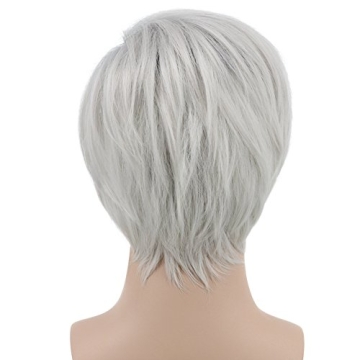 Karlery Mens Dark Root White Wig for Costumes