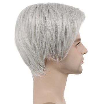 Karlery Mens Dark Root White Wig for Costumes