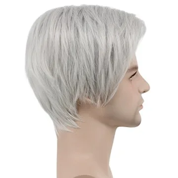 Karlery Mens Dark Root White Wig for Costumes