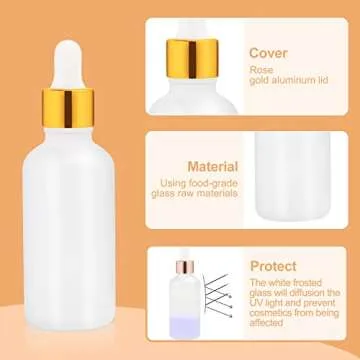 6 Pack,Frosted Glass Dropper Bottle for Essential Oils,Empty Glass Liquid Holder With Glass Eye Dropper,Golden Caps Travel Perfume Cosmetic Container-Pipette&Funnel included (50ml/1.7 fl oz)