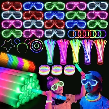 SHQDD136 Glow in the Dark Party Supplies Set - 136 PCS