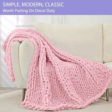 Bigacogo Chunky Knit Throw Blanket - 100% Hand Knitted Comfort