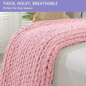 Bigacogo Chunky Knit Throw Blanket - 100% Hand Knitted Comfort