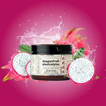 Santa Cruz Paleo Electrolyte Powder Dragonfruit with Himalayan & Sea Salt, Magnesium, Potassium, Sug...