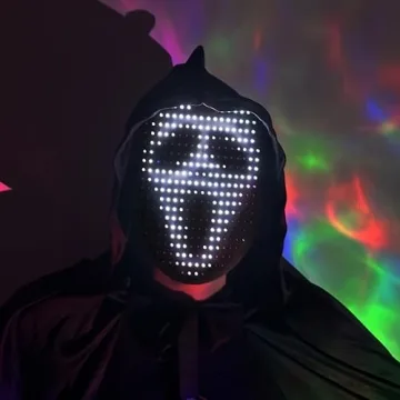 Mr.Pang Music LED Mask with Gesture Sensing, Face Transforming LED Light Up Mask Digital Luminous Mask for Costume Cosplay Masquerade