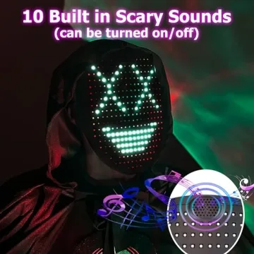 Mr.Pang Music LED Mask with Gesture Sensing, Face Transforming LED Light Up Mask Digital Luminous Mask for Costume Cosplay Masquerade