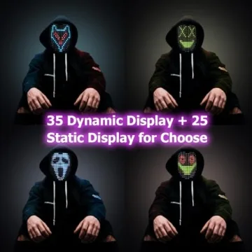 Mr.Pang Music LED Mask with Gesture Sensing, Face Transforming LED Light Up Mask Digital Luminous Mask for Costume Cosplay Masquerade