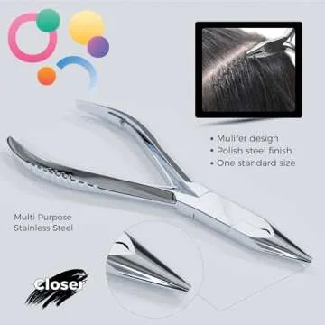 Suvorna Hair Extension Tools & Microlinks Hair Extensions Kit for Micro link & Micro Ring - Beads Opener, Beads Closener & Needle Hook Tool Kit - Japanese Steel Professional Hair Loop & Styling Tool