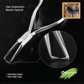 Suvorna Hair Extension Tools & Microlinks Hair Extensions Kit for Micro link & Micro Ring - Beads Opener, Beads Closener & Needle Hook Tool Kit - Japanese Steel Professional Hair Loop & Styling Tool