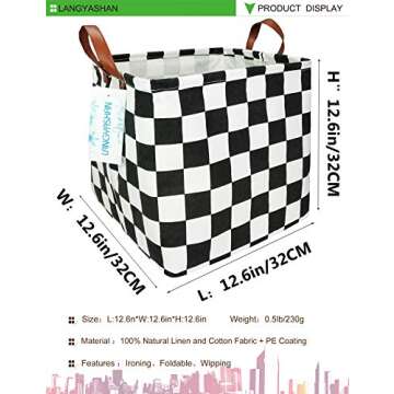LANGYASHAN Square Storage Baskets Waterproof Canvas Children Laundry Nursery Hamper for Shelves Gift...