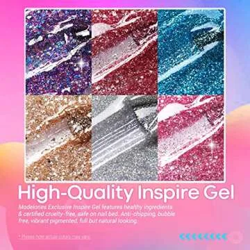 modelones Gel Nail Polish Set - 6 Colors Sparkle Glitter Gold Silver Gel Polish Nail Kit Soak Off Nail Polish for Nail Art Manicure DIY Holiday Collection for Mother's Day Gifts