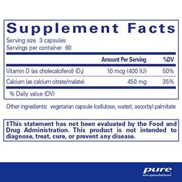 Pure Encapsulations Calcium with Vitamin D3 | Dietary Supplement to Support Bone, Colon, and Cardiov...