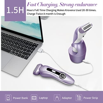 Krovena Electric Shaver Women Rechargeable Waterproof Trimmer