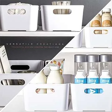 BINO | Plastic Storage Bins, Large - 2 Pack, White | THE SOHO COLLECTION | Pantry Organizers and Storage Containers Fridge Organizer Bins Kitchen Cabinet Organizer Medicine Cabinet Organizer Bin