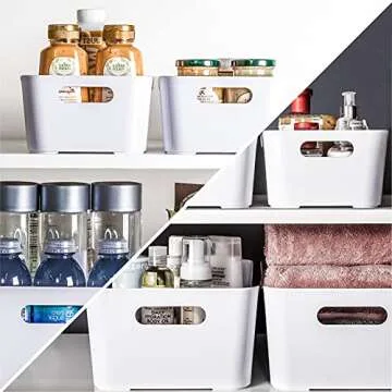 BINO | Plastic Storage Bins, Large - 2 Pack, White | THE SOHO COLLECTION | Pantry Organizers and Storage Containers Fridge Organizer Bins Kitchen Cabinet Organizer Medicine Cabinet Organizer Bin