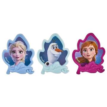 DecoPac Frozen II Rings, Cupcake Decorations Featuring Elsa, Anna, And Olaf For Birthday And Christm...