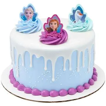 DecoPac Frozen II Rings, Cupcake Decorations Featuring Elsa, Anna, And Olaf For Birthday And Christmas Celebrations - 24 Pack