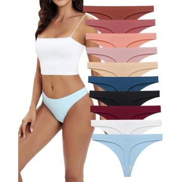 SweetSnow Women's Thong Underwear - 10 Pack Seamless No Show Panties