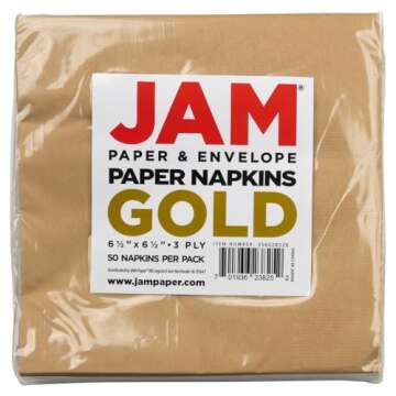 JAM PAPER Medium Lunch Napkins - Gold - 6.5x6.5 Inch (Pack of 50)